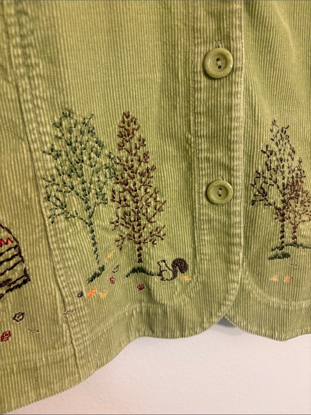 Christopher and banks Corduroy Embroidered Green Sleeveless vest - Picture 3 of 9